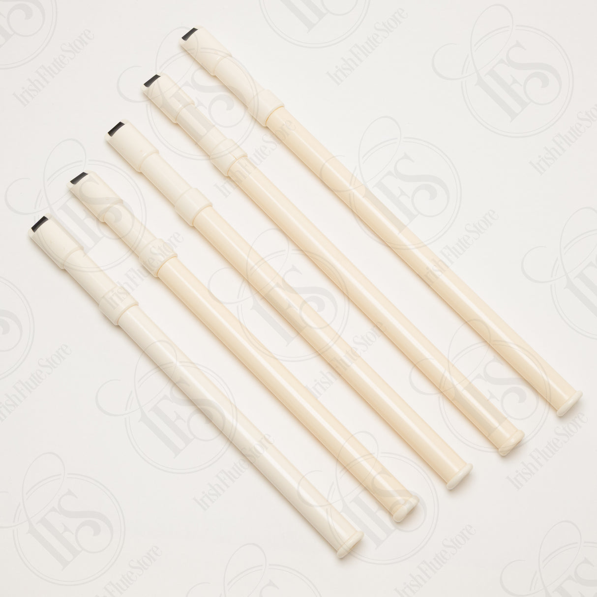 Set of five Susato whistles, B, C, Db, D, and E