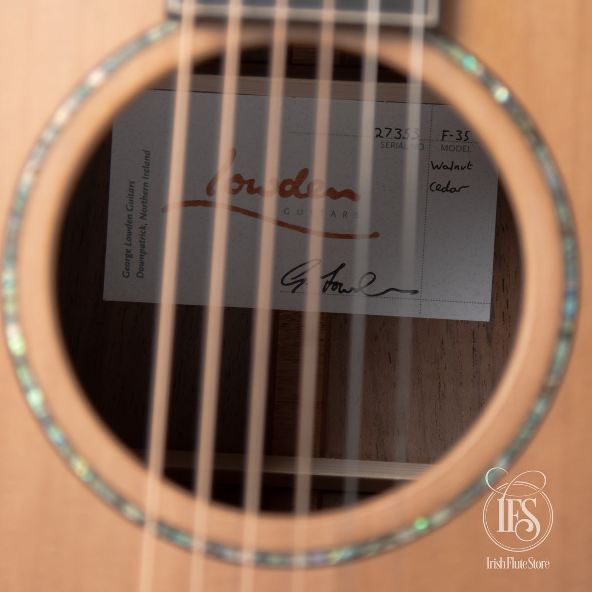 Lowden F35 Walnut & Red Cedar Soundhole Label
