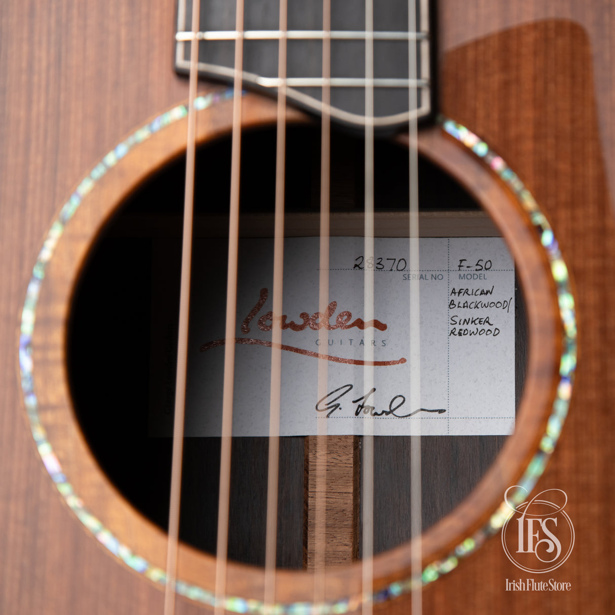 Lowden F50 African Blackwood & Sinker Redwood with Ebony Bevel Soundhole Label