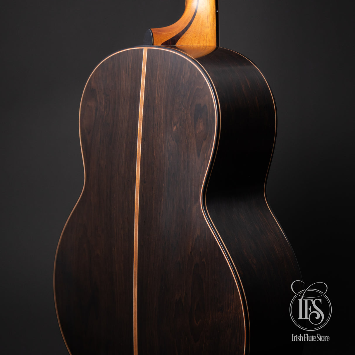 Lowden Guitars F50 African Blackwood & Sinker Redwood with Ebony Bevel Left Rear 3/4 Bout