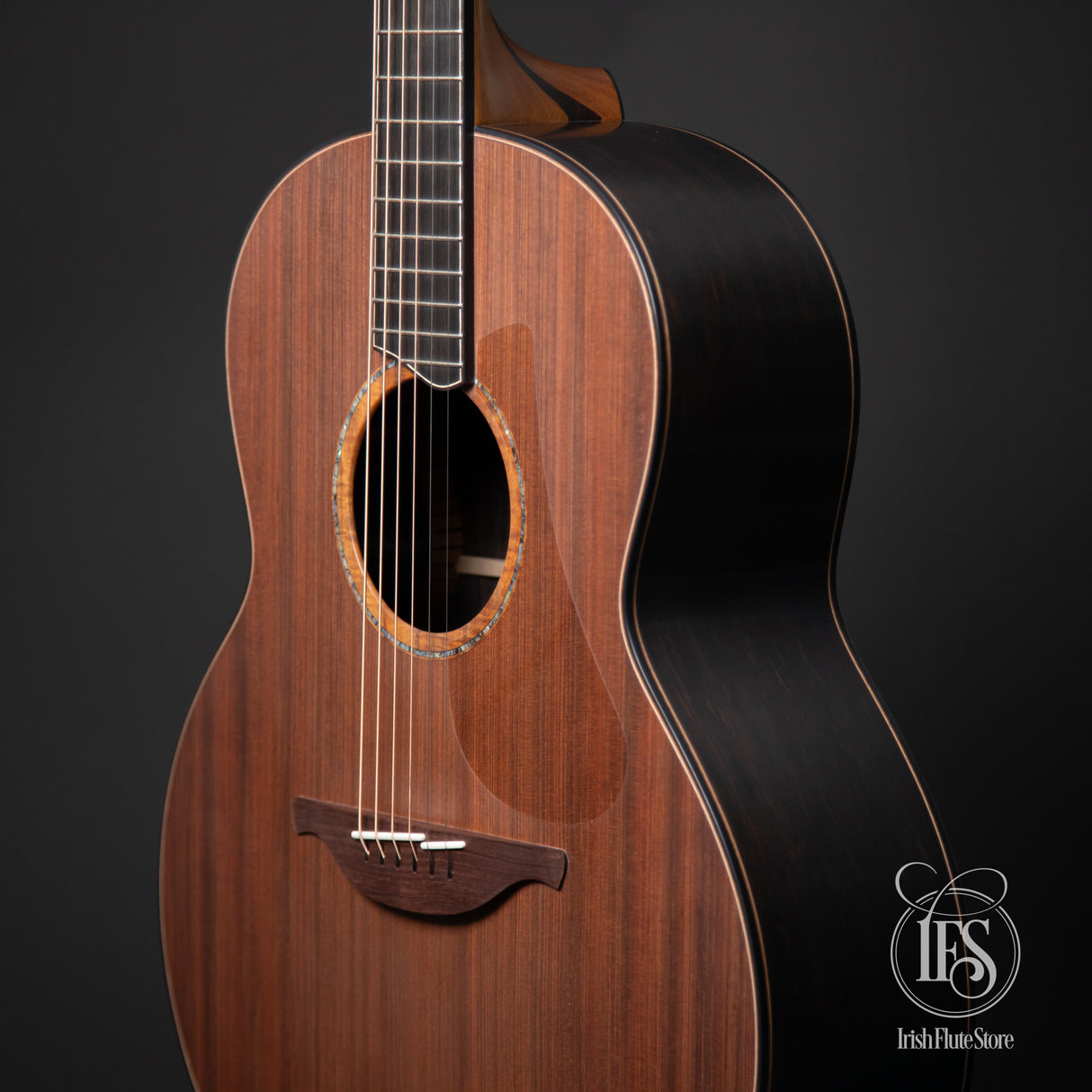 Lowden Guitars F50 African Blackwood & Sinker Redwood with Ebony Bevel Right 3/4 Bout