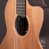 Red cedar soundboard and rosette of the Lowden S-25J