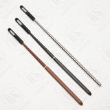 Three cleaning rods in black, brown, and silver on a white background