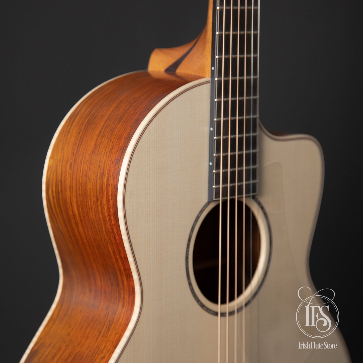 Lowden Guitars S-35C Cocobolo & Adirondack Spruce 12-Fret with L.R. Baggs Anthem Pickup Left Front 3/4 Closeup
