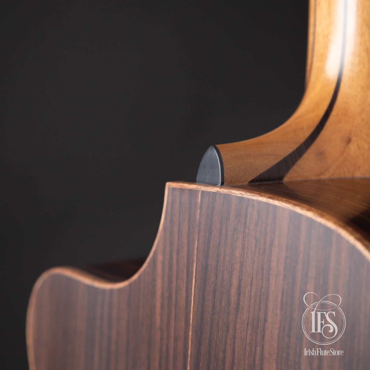 Lowden O-35C Indian Rosewood & Sitka Spruce Left Rear 3/4 Neck Joint Detail