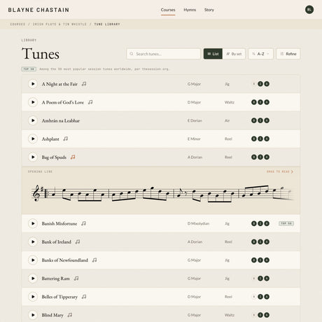 Tune Library - By Tune - Sorted A-Z