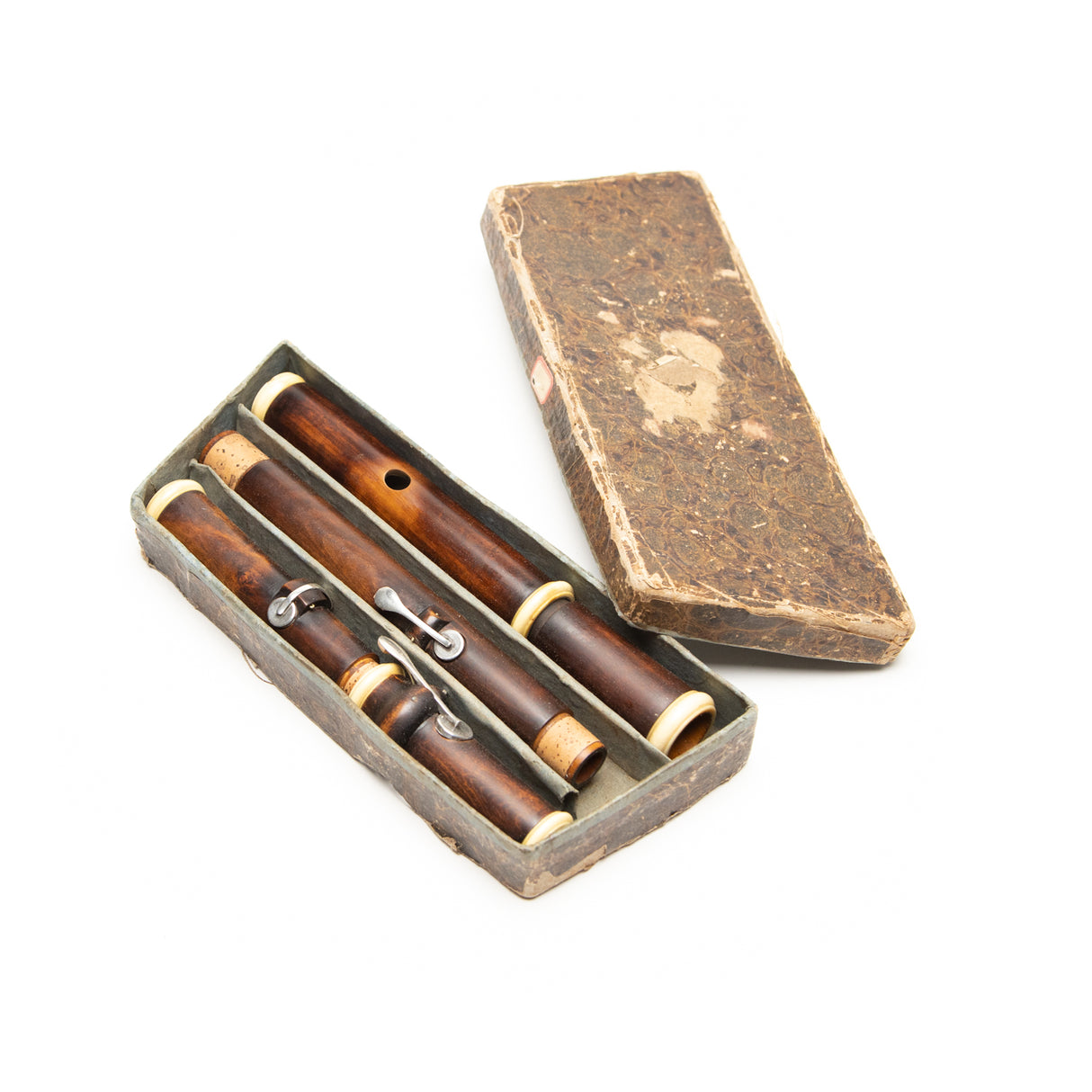 Patrick Olwell Restored Asa Hopkins Boxwood Ivory & Silver 4-Key Flute