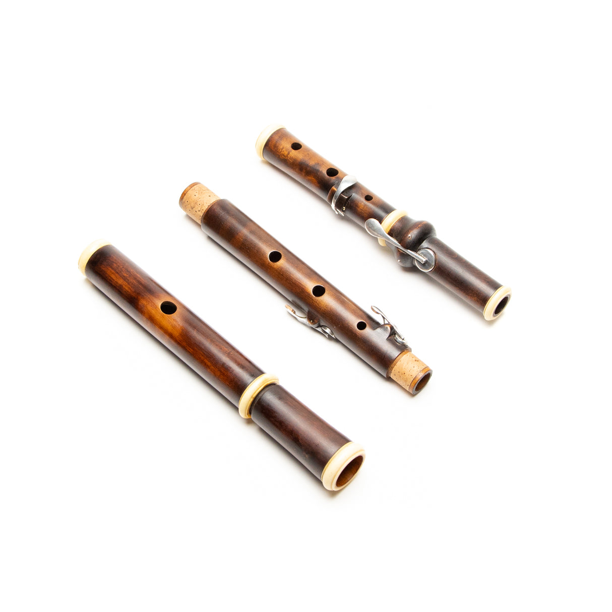 Patrick Olwell Restored Asa Hopkins Boxwood Ivory & Silver 4-Key Flute