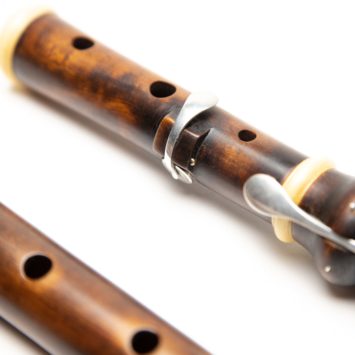 Patrick Olwell Restored Asa Hopkins Boxwood Ivory & Silver 4-Key Flute