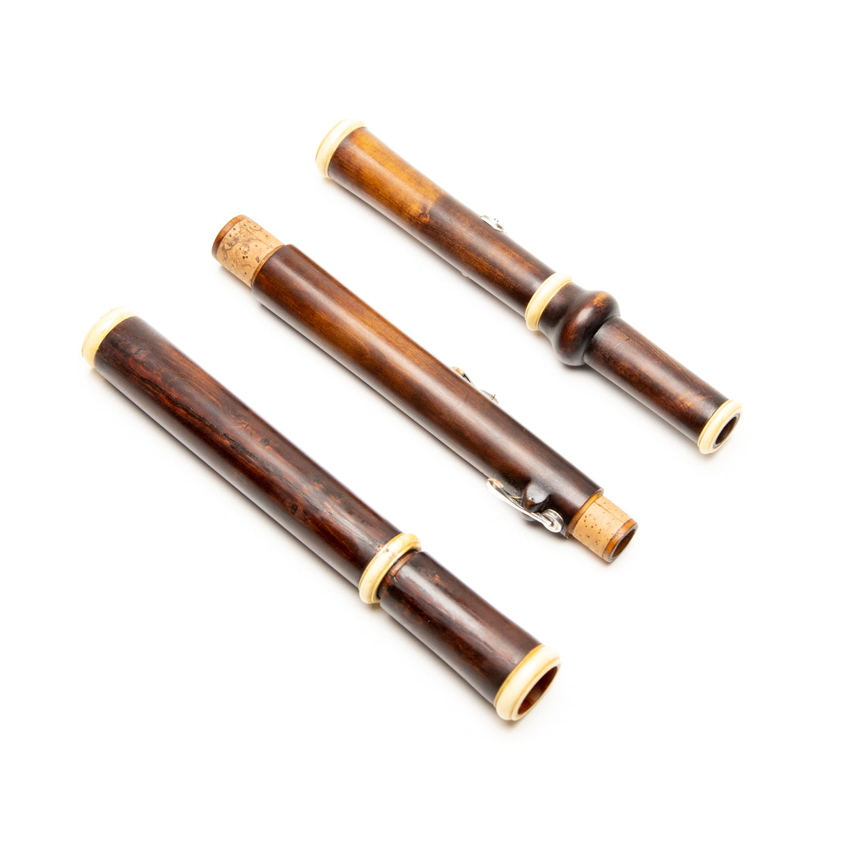 Patrick Olwell Restored Asa Hopkins Boxwood Ivory & Silver 4-Key Flute