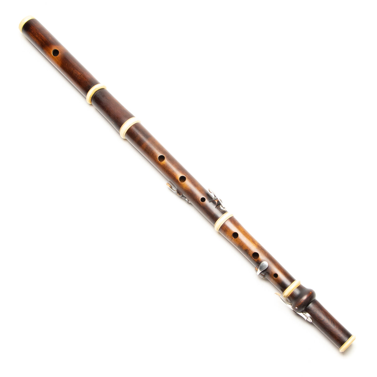 Patrick Olwell Restored Asa Hopkins Boxwood Ivory & Silver 4-Key Flute